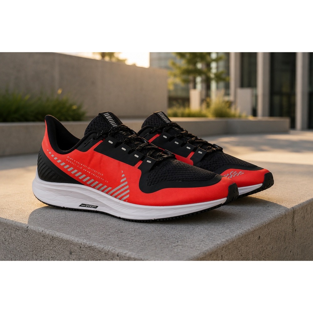 Nike Air Zoom Pegasus 36 Shield Mens 13 Habanero Red Black Running AQ8005-600